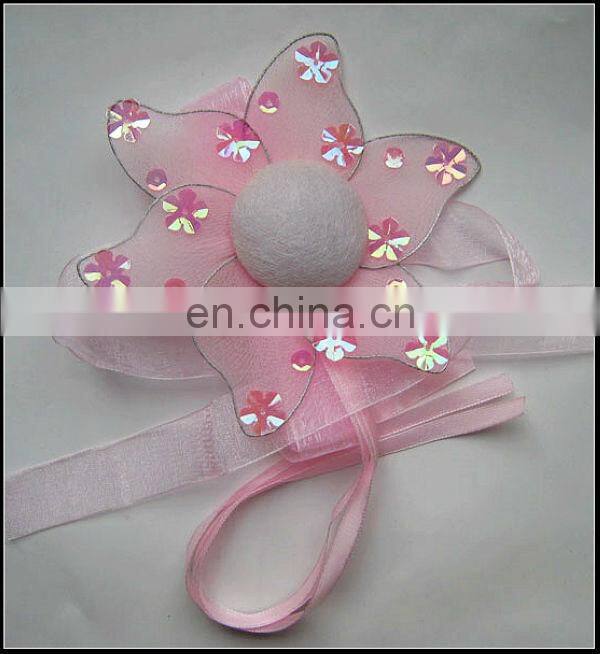 Ribbon Pink flower curtain tieback