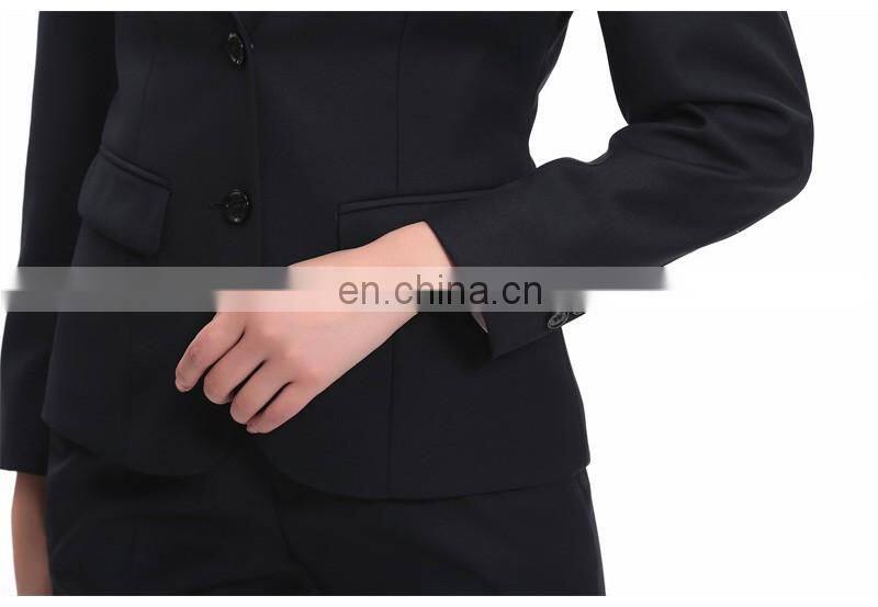 Brand Quality Slim Fit 100% Polyester Customized Color Size 2 pieces Plus Size Ladies Black Formal Pant Suits Manufacturer