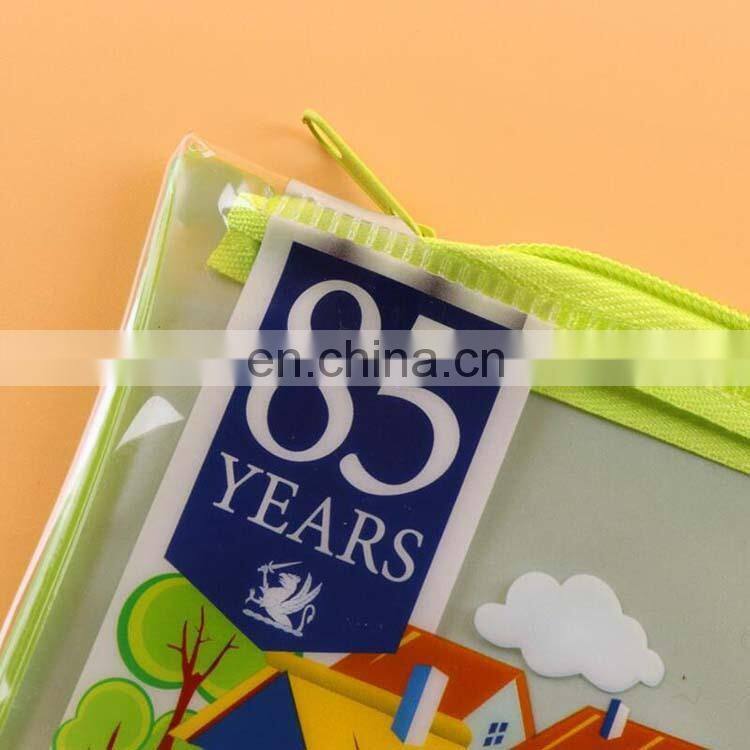 Hot sale cute coloring printing pvc zipper bag for pencil/pen packing PVC plastic bag with zipper