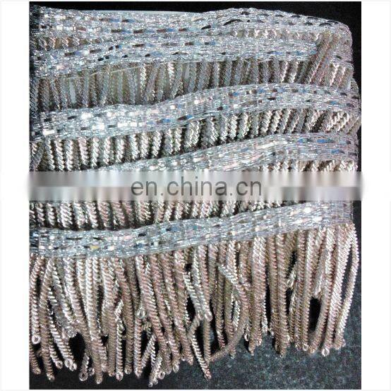 silver bullion wire fringe | bullion fringes | Silver Guilt Fringe | Metallic Fringe
