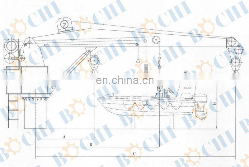 Marine 10-50KN Hydraulic Power Davit Crane For Ship