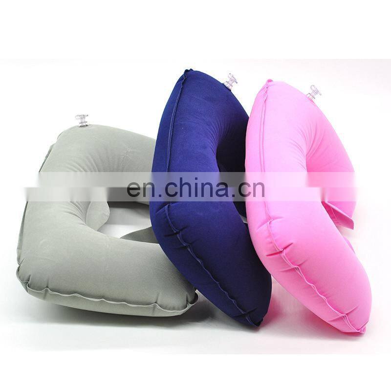 i@home Outdoor travel portable PVC flocked pillow travel inflatable u shaped neck pillow