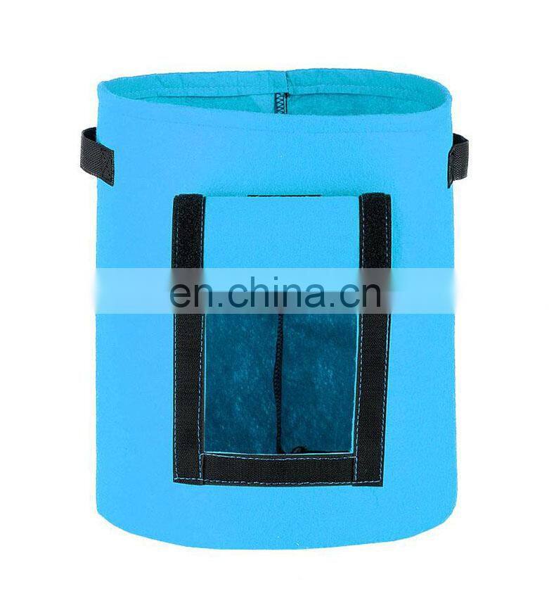 5 Pack 15 Gallons Heavy Duty Thickened Nonwoven Fabric Pots Grow Bags with Strap Handles Tan