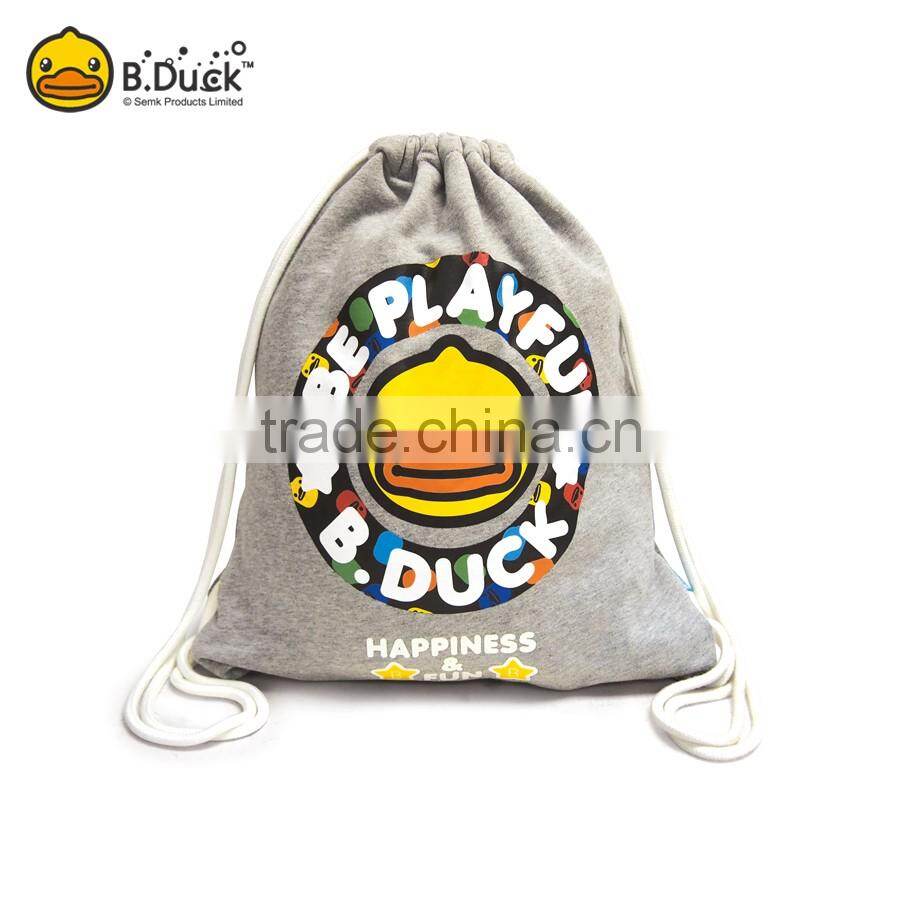 Fashion cute B.Duck polyester reversible custom pull string bag