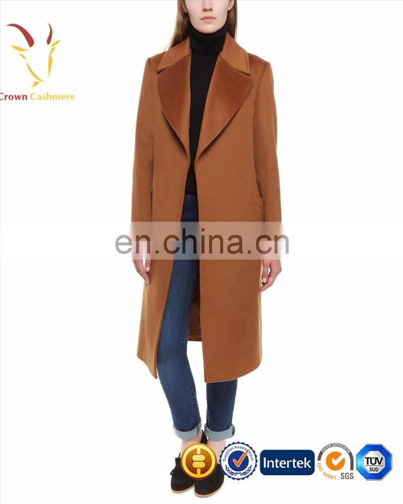 European Style Fashion Design Solid Color Women Long Cardigan Coat