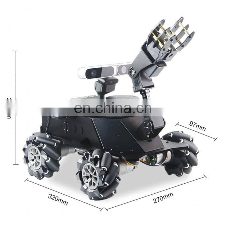 Assembled ROS MROS Lidar Car Mecanum Wheel Robot Car +4DOF Robotic Arm With 7" Touch Screen Range 12M/39.4FT