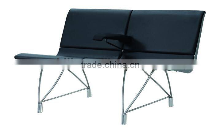 2 seater 4 seater Aluminium alloy leg airport chair lounge chair waiting chair H60C-2-V with cow leather covered
