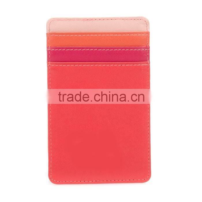 vertically Genuine Leather transparent window Colorful ID Credit Card Holder or Business Name Card Case pocket wallet
