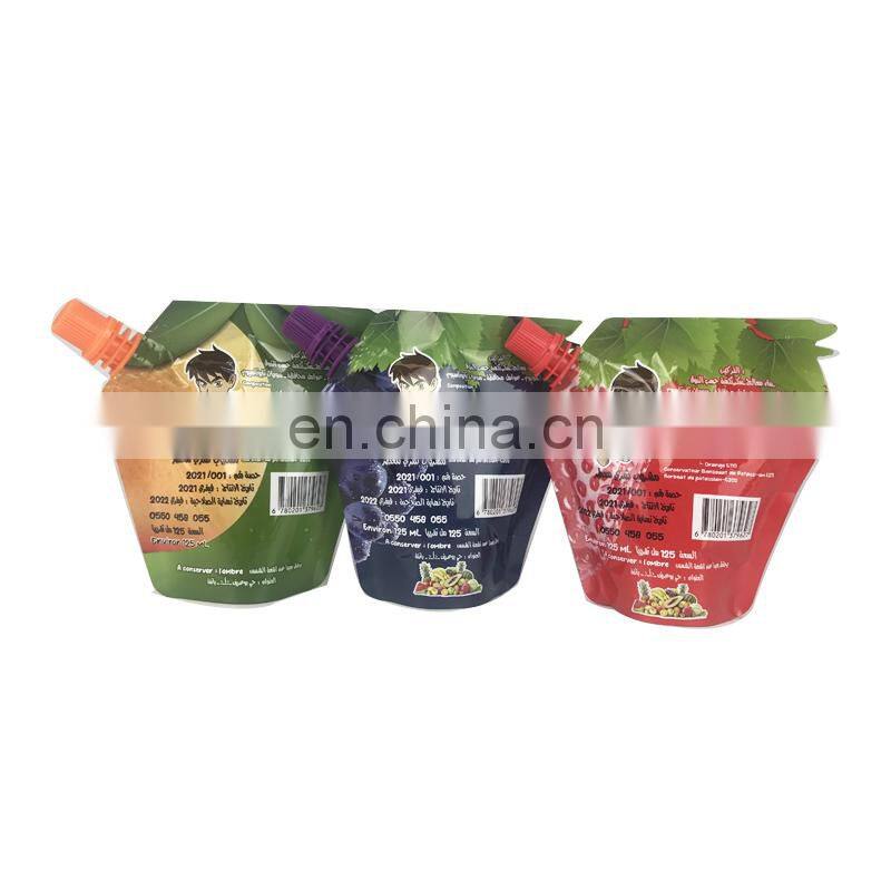 custom logo plastice coolers tropical berry juice spout pouch stand up beverage bags 60ml 80ml 125ml 100ml 150ml 200ml