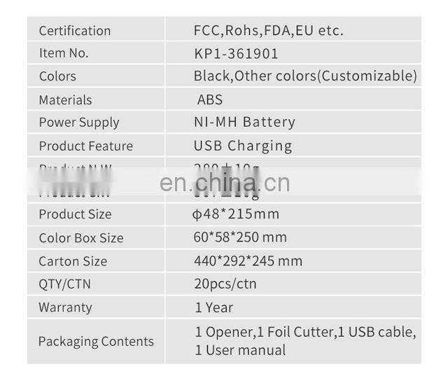 2021 New Product Plastic Electric Wine Opener
