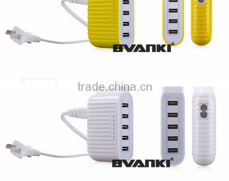 Low Price OEM Factory supply CE ROHS FCC Approved Newest portable fast multi USB Smart Charger 40w 5v 6a 5 port usb charger