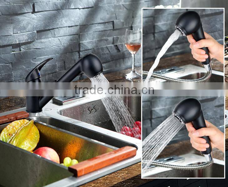 Top Level Black Pull Out Chrome Surface Single Lever Kitchen Mixer