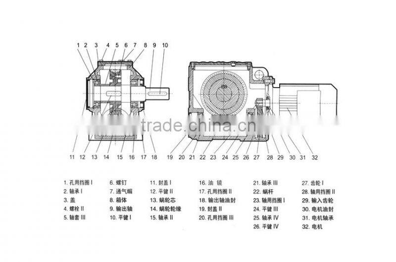 K series inline helical gear reducer gearbox for converter/ mixer