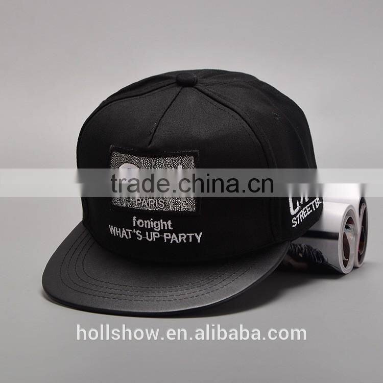 Fashion Cool GO ! Applique Men Women Embroidery Flat Leather Brim Snapback Custom