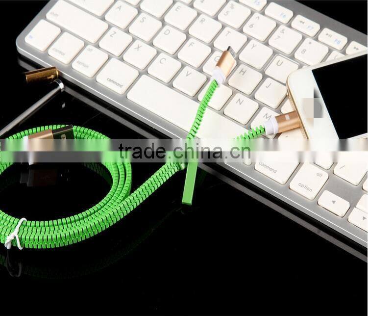 2016 hot 2 in1 Zipper USB Data Charging Cable for iPhone,for Samsung ,for android