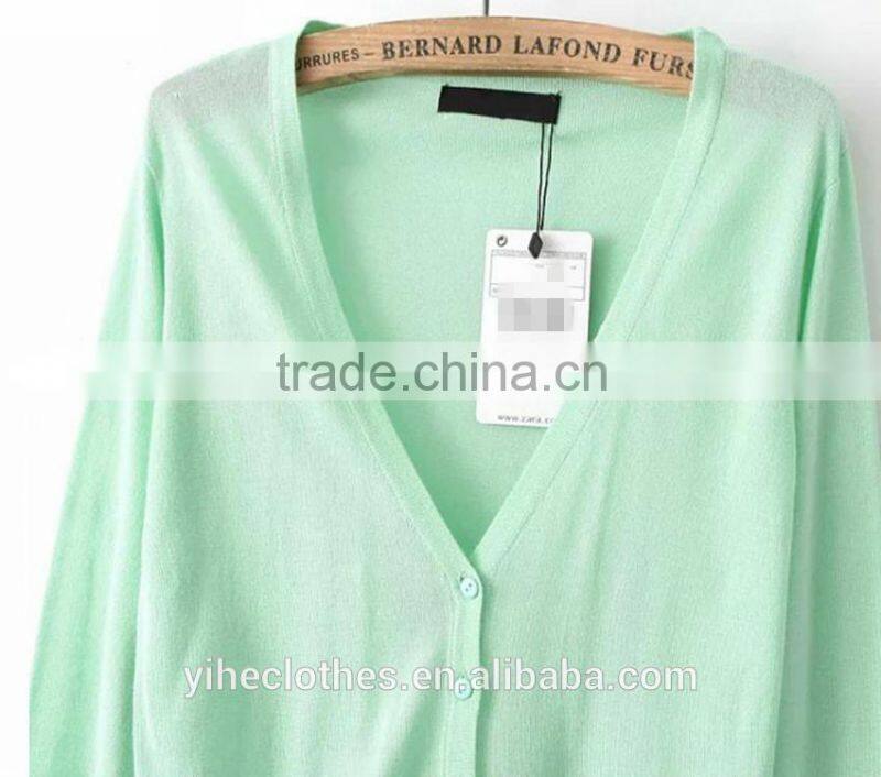 Fashion deep v-neck knitting wear thin cardigan coat for laody's wear
