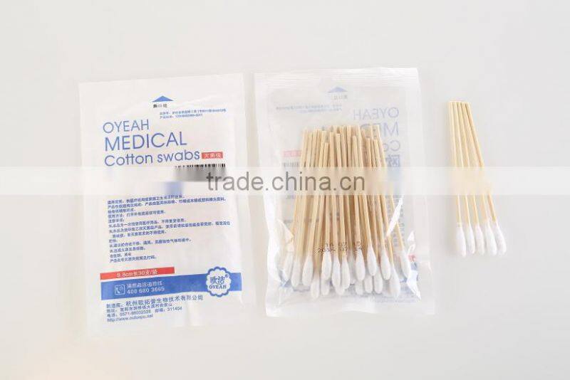 100%cotton medical bamboo cotton swabs in pp bag
