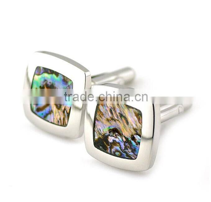 Stainless Steel & Red Wood Cross Peltate Cufflinks for Men with Gift Box