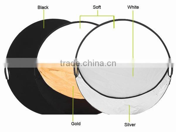 24" (60cm) 5-in-1 Portable Round Collapsible Photo Reflector For Studio & Outdoor Lighting