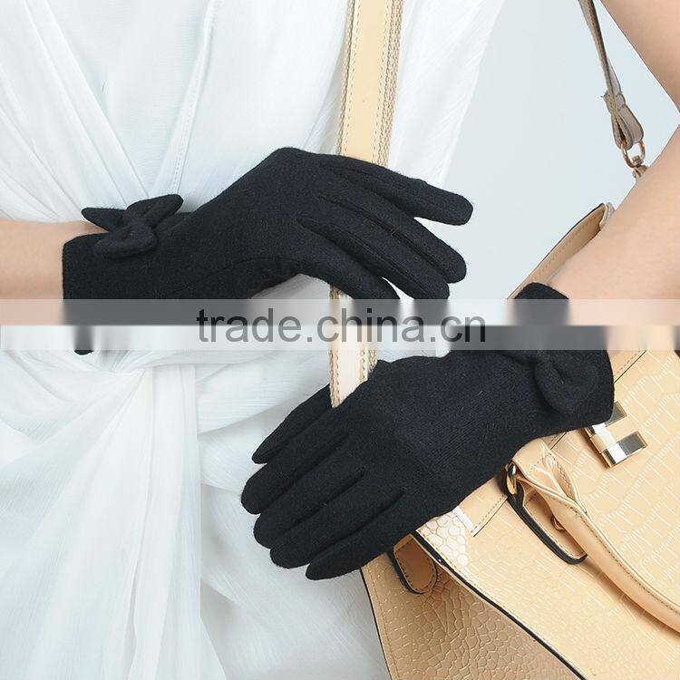 Spring New collected Girls Woolen Gloves with Bowtie