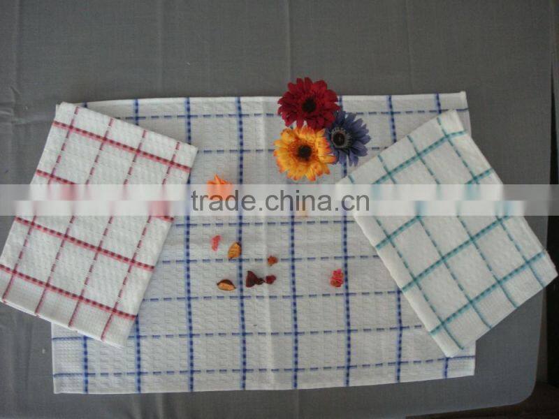 China supplier check waffle tea towel with washing treatment