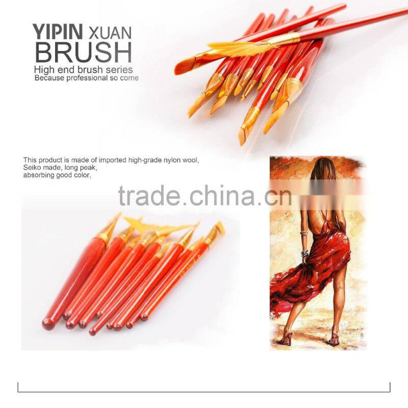 Wholesale 10pcs wooden Handle Nylon Hair Artist Painting Brush