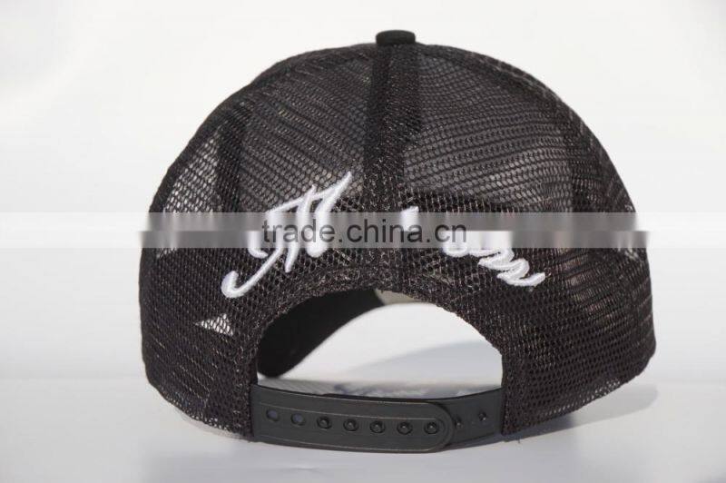 Black cotton twill baseball cap with embroidery logo