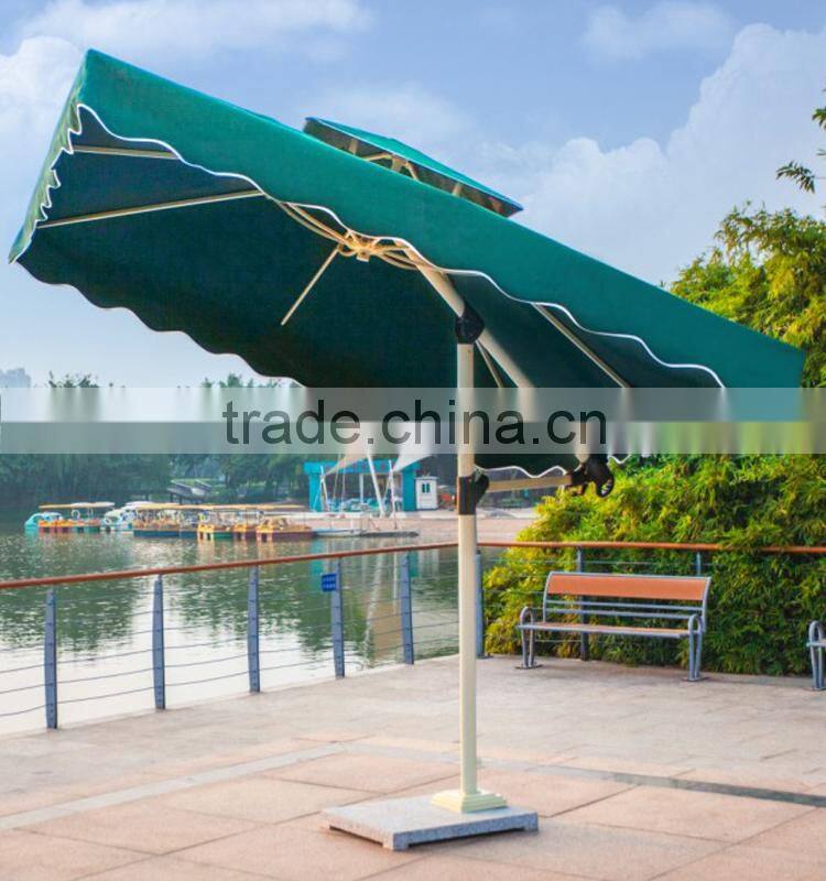 Large Windproof Green Red Beige Round Square Bali Tilt Mechanism Customized Outdoor Patio Garden Beach Umbrella with Marble Base