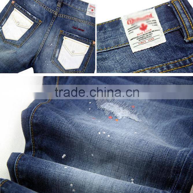 100% Cotton Custom/OEM Distress High Rank White Pocket Temperament Fashion Jeans jeans men
