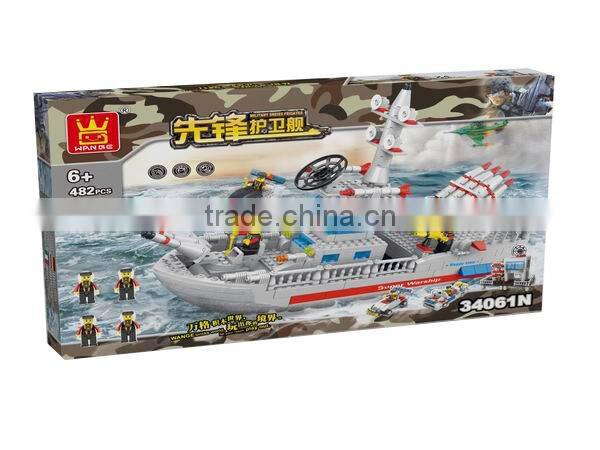 3D boy's favour military Warship Model block toy boats for sale