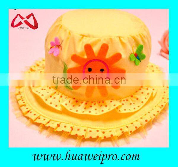 fashion children short brim flat top sun protect bucket hat