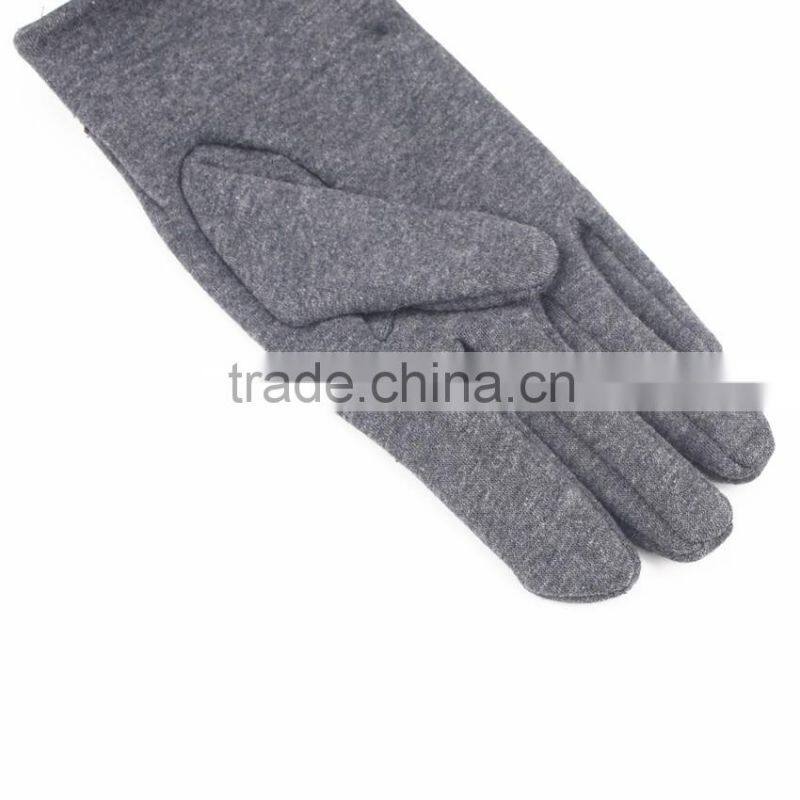 Gray plaid mirco velvet touch screen men gloves metal rivets