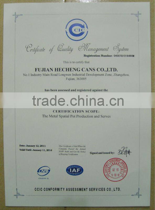 2012 New Design Tinplate can