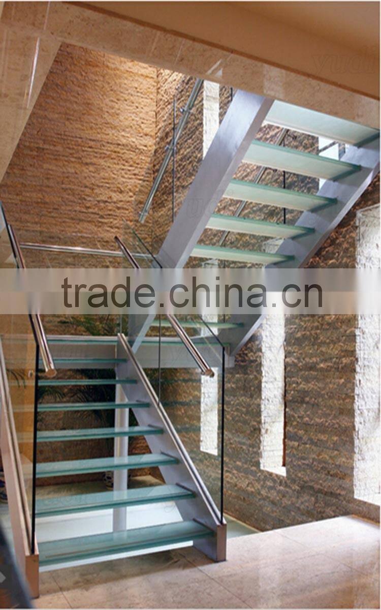 commerical modern stainless steel laminated glass stairs