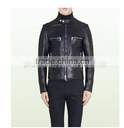 Biker Leather Jacket Black Shinny Color