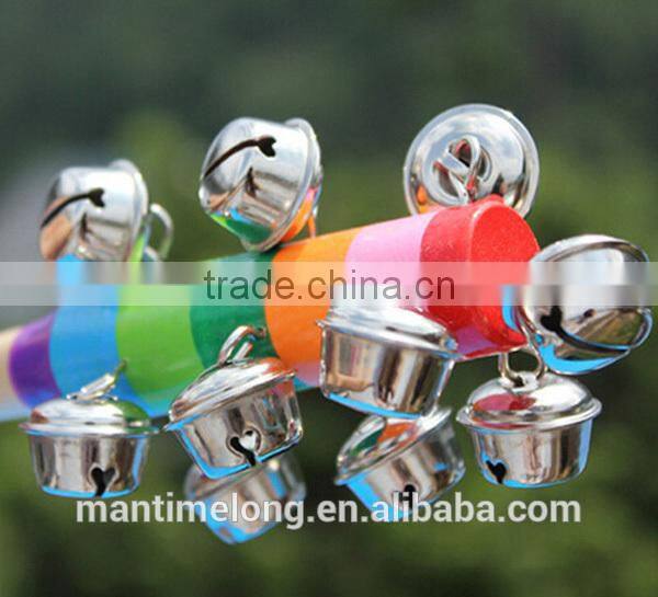Baby Rainbow Toy Kid Pram Crib Handle Wooden Activity Bell Stick Shaker Rattle