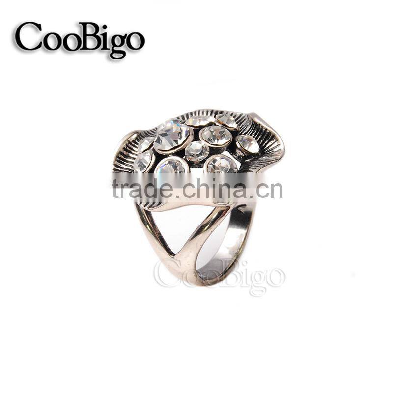 Fashion Jewelry Rhinestone Flower Ring Vantage Style Women Party Show Gift Dresses Apparel Promotion Accessories