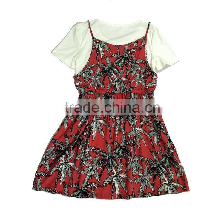 Latest dress designs fashional convenient False two-piece dress knitted fabrics chiffon girl dress for different figures