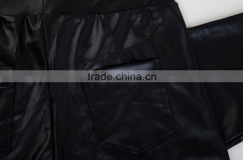 2015 New Fashion Hot Sexy Zippered Leather Pants