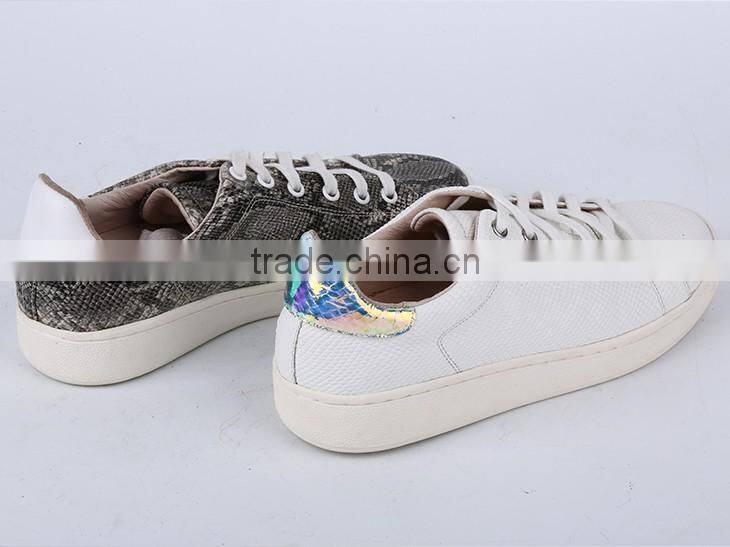 Fashion snake leather flat casual sneakers shoes 2016 woman