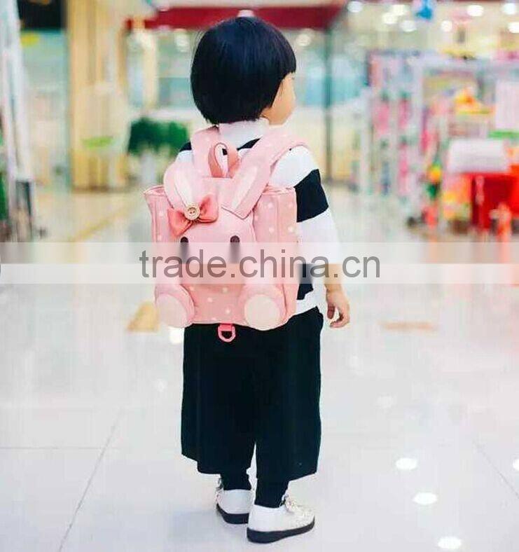 Korea Brand PU Material Little Rabbit Pattern Anti-lost Children Backpack Bag