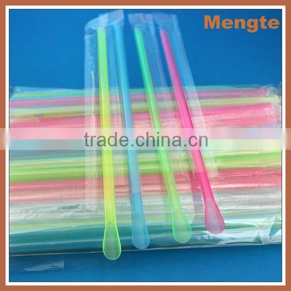 disposable plastic drinking spoon straws/plastic drinking straws with spoon