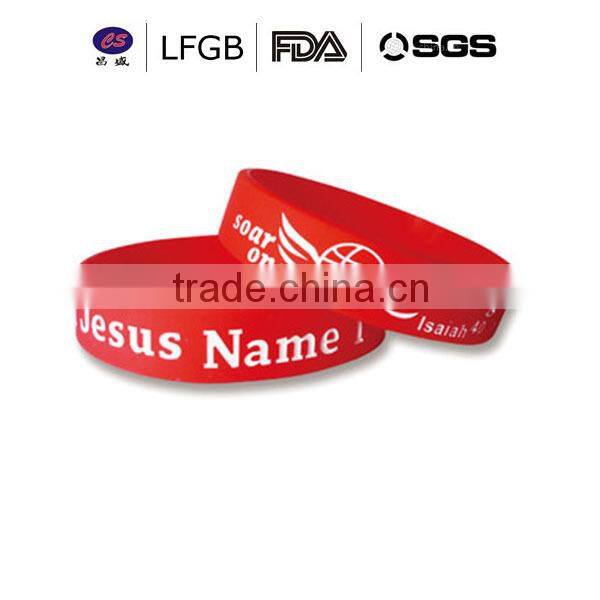 Wholesale Custom embossed/imprinted/printed logo Silicone Wristband / silicone bracelet