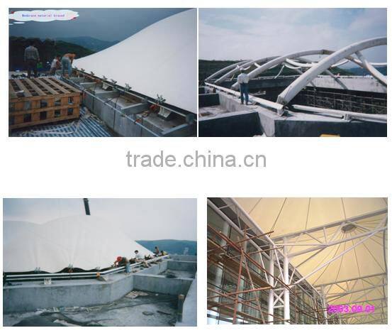 PTFE environmental tent membrane structure for sports stand with 30 years guaranty
