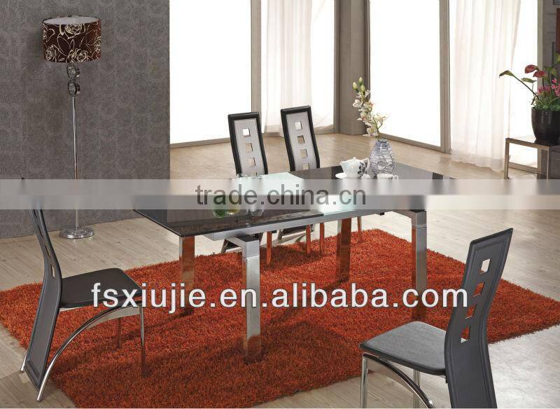 2013 Latest Modern Retractable Rectangular Glass Dining Table,Glass Mirrored Dining Room Table L806B