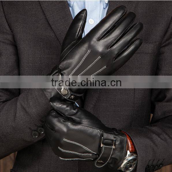 Fashion dress men's sheepskin smartphone leather touch glove in all palm