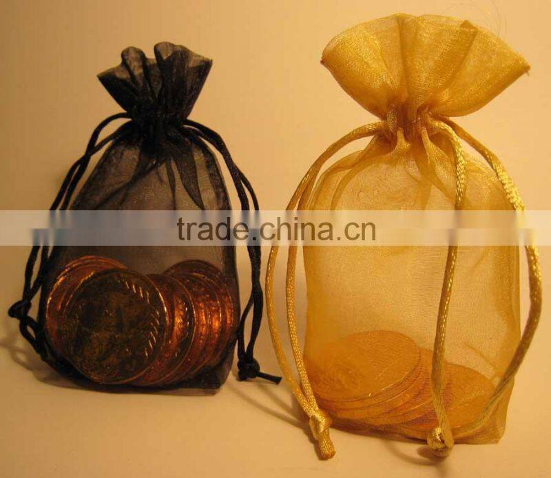 unique green organza candy bag with ribbon