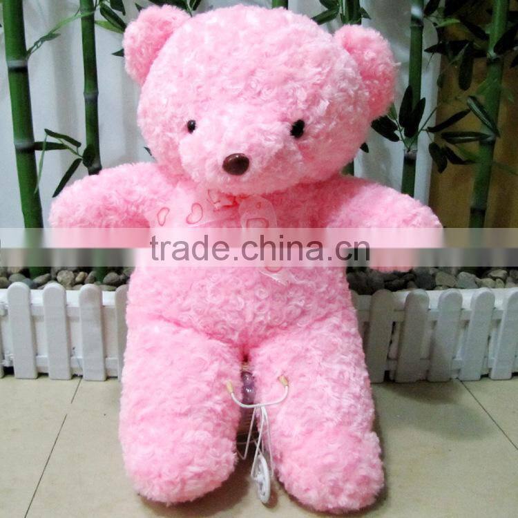 Best Selling 2014 Plush Bear with Light Rose Pattern Soft Stuffed Plush Animal Valentine Day Gift Plush Toy