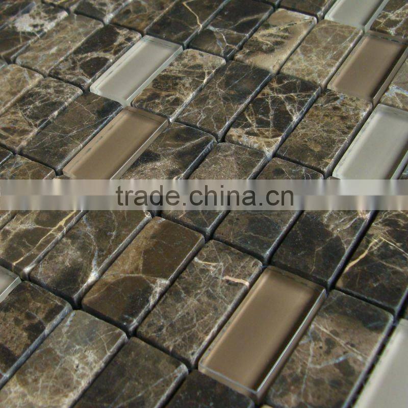Crystal Glass Mix Stone Mosaic Tile CAN32348N