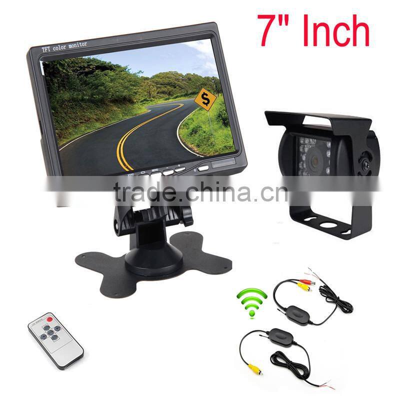7" TFT LCD Rear View Monitor +12V/24V Car Truck bus excavator Rear View Wireless Night Vision Reversing camera